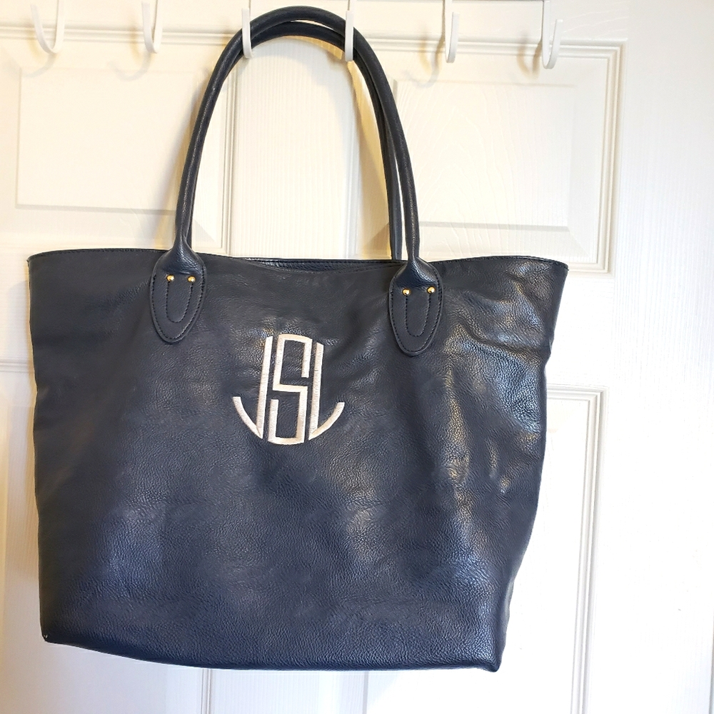 WB Large Monogram PU Tote Bag